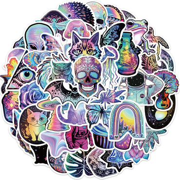 50 Pack Psychedelic Mysterious Space Stickers (ONLINE ORDER ONLY)