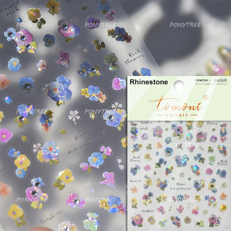 White Pink Flower Dreamy Romantic Petal Jelly Shiny Peach Blossom Polarized Light Delicate Nail Art Stickers 5D Manicure Decals (ONLINE ORDER ONLY)