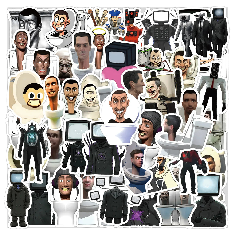 10/30/50/100PCS Skibidi Toilet Stickers Funny Game Sticker Speakerman Bosses DIY Laptop Guitar Car Bike Skateboard Decals Toy (ONLINE ORDER ONLY)