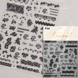 Cute 3D White Rose Flower Lace Bud Silk Bowknot Butterfly Dreamy Shiny Relief Chic Self Adhesive Nail Art Sticker Manicure Decal (ONLINE ORDER ONLY)