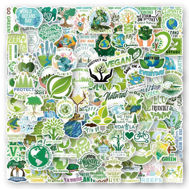 100PCS Earth Environmental Protection Signs Stickers Pegatinas Nature Green Protect DIY Luggage Guitar Laptop Graffiti Sticker (ONLINE ORDER ONLY)