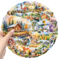 50PCS Kawaii Rural Scenery PET Sticker Aesthetic Decoration Scrapbooking Stationery DIY Hand Accounting Supplies for Kids (ONLINE ORDER ONLY)
