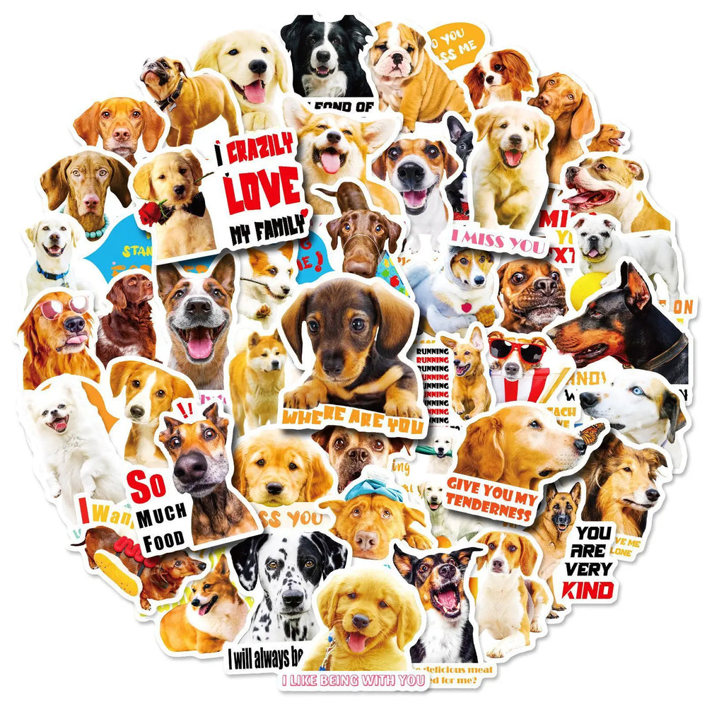 50Pcs Cartoon Dog Stickers for Helmet, Wall, DIY Decoration (Online Order Only)