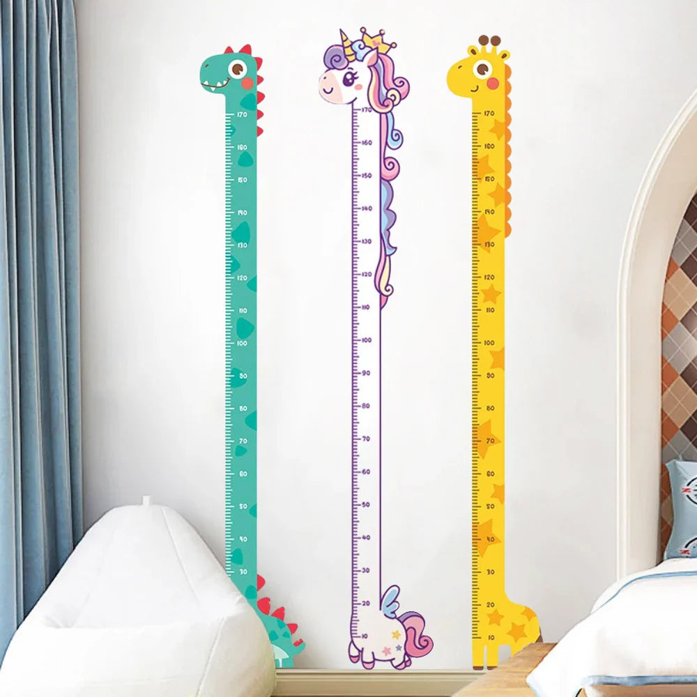 Cartoon Unicorn Dinosaur Giraffe Height Ruler Wall Stickers Kids Room Decor (Online Order Only)