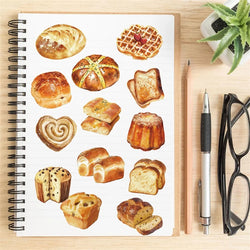 50PCS Kawaii Bread PET Sticky Sticker Aesthetic Korean Stationery DIY Decoration Scrapbooking School Supplies for Kids (Online Order Only)