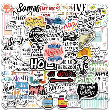 50PCS Motivational Phrase Stickers Inspirational Scrapbook Office Study Decals (Online Order Only)