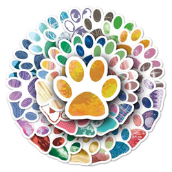 50Pcs Dog Paw Print Cartoon Waterproof Vinyl Stickers for Skateboard Snowboard (ONLINE ORDER ONLY)