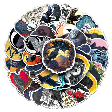 Dark Magic Crow Cartoon Stickers for Phone Laptop Luggage Skateboard Decals Kid Gift (Online Order Only)