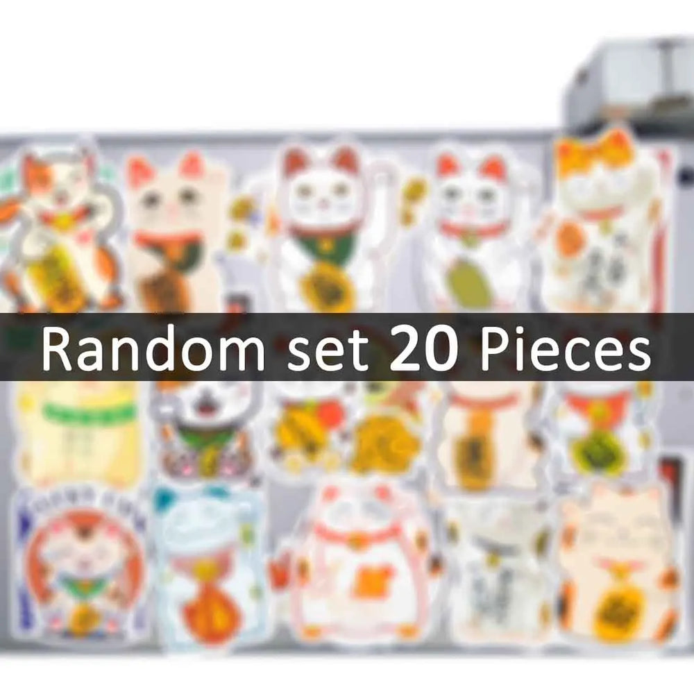 20/30/50Pieces Cute Lucky Cat Wish Fortune Pray Cartoon Stickers for Luggage Glass Wall Motorcycle Bike Car Laptop Phone Sticker (Online Order Only)