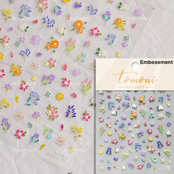 Colourful Dried Flower Petal Texture Peach Blossom Orchid Fragrant Bouquet 5D 3D Self Adhesive Nail Art Stickers Manicure Decals (ONLINE ORDER ONLY)