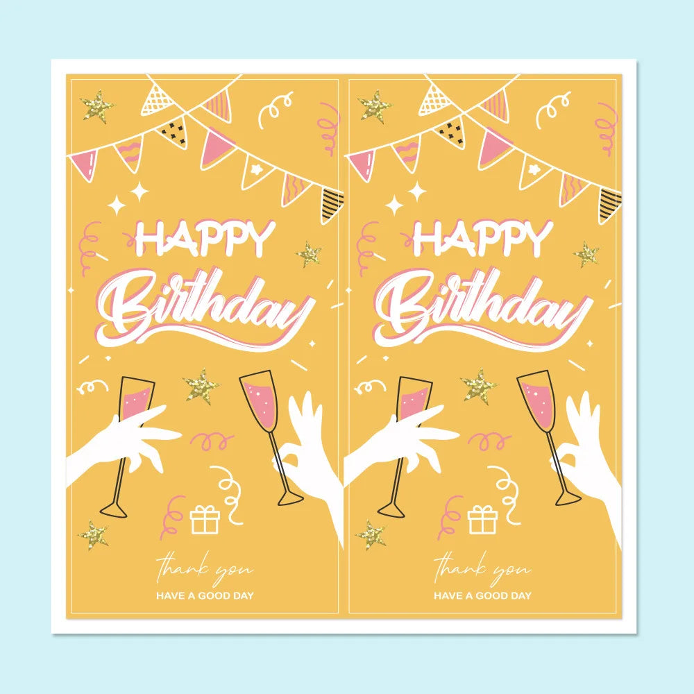 50pcs Happy Birthday Stickers Packaging Sealing Label DIY Gift Decoration Self-adhestive Handmade Stationery Sticker (ONLINE ORDER ONLY)