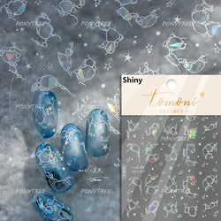 Lotus Leaf Brocaded Carp Koi Playing Goldfish Cavort Ripple Droplet Water Bubbles Self Adhesive Nail Art Stickers Manicure Decal (Online Order Only)