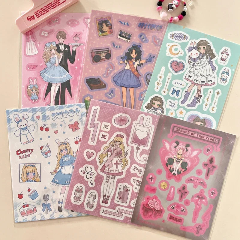 Cute Retro Comic Girl Stickers Diary Scrapbooking DIY Album Decoration Sticker Couple Aesthetic Kawaii Stationery Stick Label (ONLINE ORDER ONLY)