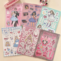 Cute Retro Comic Girl Stickers Diary Scrapbooking DIY Album Decoration Sticker Couple Aesthetic Kawaii Stationery Stick Label (ONLINE ORDER ONLY)