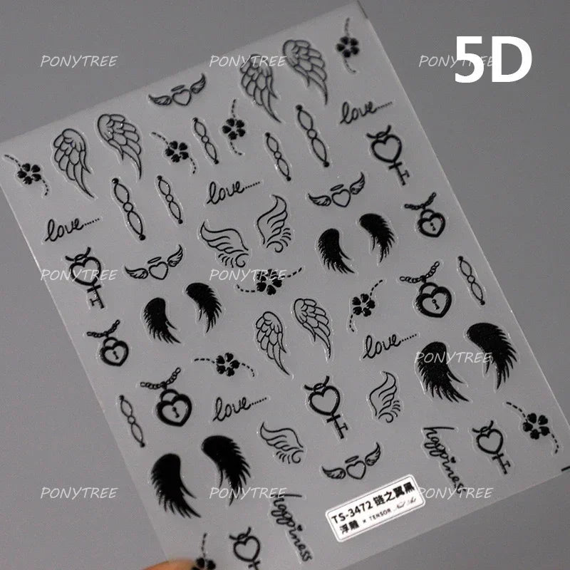 Black Cat Kitten Glasses Camera Timepiece Shoe Notebook Vase Pen Teapot Bowknot Item Adhesive Nail Art Stickers Manicure Decals (Online Order Only)