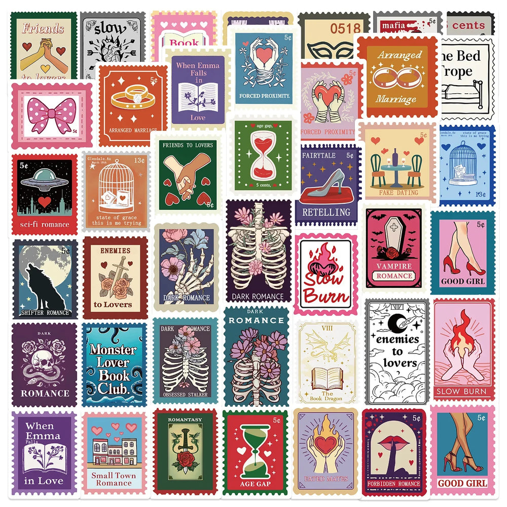 50Pcs Cartoon Book Stamp Stickers for Helmet Wall DIY Decoration (ONLINE ORDER ONLY)