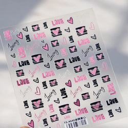 Graffiti Line Love Heart Cool Personal Hollow Out English Letter Y2k Self Adhesive Nail Art Decorations Sticker Manicure Decals (ONLINE ORDER ONLY)