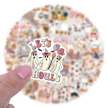 10/30/50/100PCS Halloween Cartoon Ghost Stickers Graffiti Toys DIY Notebook Phone Bike Motorcycle Notebook Car Decals Decoration (ONLINE ORDER ONLY)