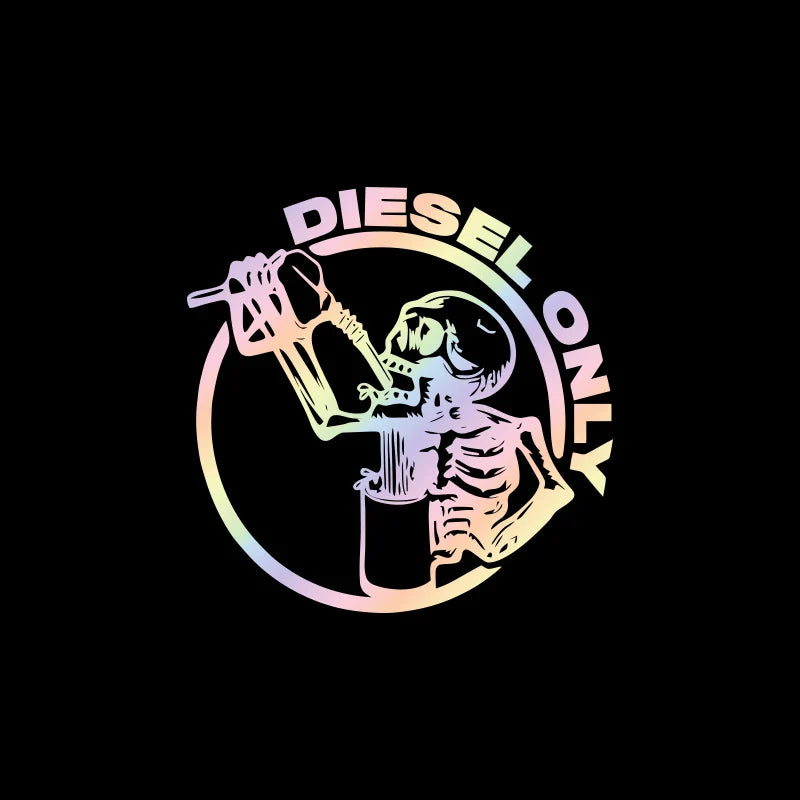 Diesel Only Skull for Car Sticker Decoration Fuel Tank Cap Roundness Outdoor Sticker External Accessories Waterproof Vinyl Decal (ONLINE ORDER ONLY)