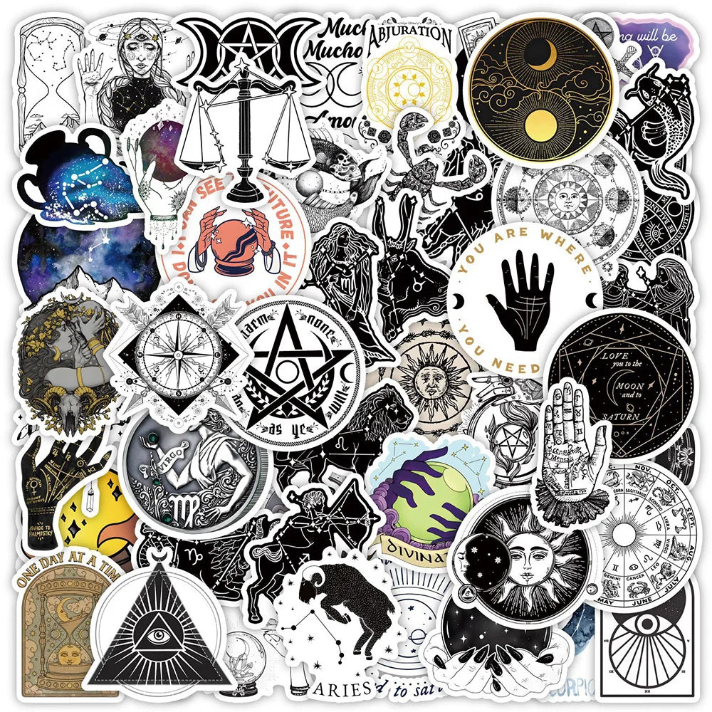 Gothic Moon Witch Stickers: 10/30/50Pcs Waterproof Decals for Laptop, Phone, Luggage, Car (Online Order Only)