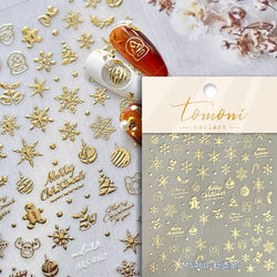 Dressy Embossment Colorful Gradient Snowflakes Laser Silver Christmas Tree Winter Bowknot Santa Nail Art Stickers Manicure Decal (Online Order Only)