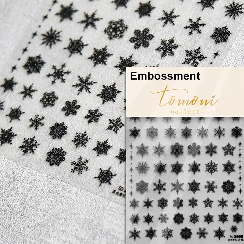 Winter Christmas Crystal Delicate Hexagon Romantic Laser Silver Chic Snowflakes Self Adhesive Nail Art Sticker 5D Manicure Decal (ONLINE ORDER ONLY)