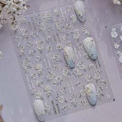 Camellia Tea After Rain Fragrant Flower Paint in Gold White Antique Chinese Characters Adhesive Nail Art Stickers Manicure Decal (ONLINE ORDER ONLY)