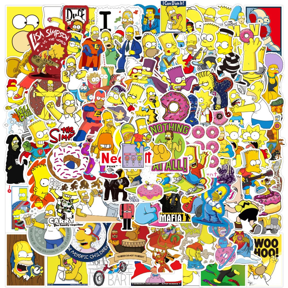 10/30/50/100pcs Funny Cartoon Simpsons Anime Stickers Decoration Laptop Suitcase Phone Car Cool Waterproof Sticker for Kids Toys (ONLINE ORDER ONLY)