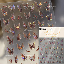 Oil Painting Style Rose Flowers Butterfly Wreath Floral Garland 5D Soft Relief Adhesive Nail Art Sticker Cute 3D Manicure Decals (ONLINE ORDER ONLY)