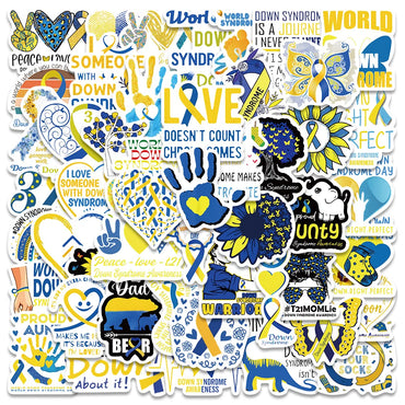 50PCS Down Syndrome Awareness Stickers for Car, Motorcycle, Luggage, Guitar, Skateboard, Laptop (Online Order Only)