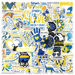 50PCS Down Syndrome Awareness Stickers for Car, Motorcycle, Luggage, Guitar, Skateboard, Laptop (Online Order Only)