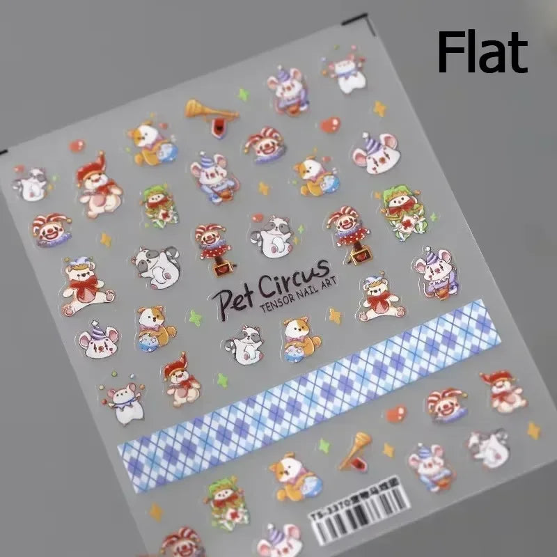 Bowknot Dog puppy Christmas Hat Strawberry Cake Food Coffee Cherry Love Heart Adhesive Nail Art Sticker Reliefs Manicure Decals (Online Order Only)