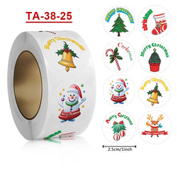 500pcs/roll Cartoon Merry Christmas Sticker Santa Claus Tree Paper Label New Year Cute Snowman Stationery Stickers For Kids Gift (ONLINE ORDER ONLY)
