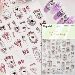 Colourful Tender Bowknot Embossment Shiny Tie Delicate Elegant 3D 5D Self Adhesive Nail Art Stickers Rhinestone Manicure Decals (ONLINE ORDER ONLY)