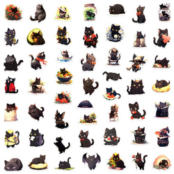 10/30/50pcs Cute Cartoon Black Cat Stickers Decals Laptop Motorcycle Phone Car Diary Luggage Decoration Sticker for Kids Toys (ONLINE ORDER ONLY)