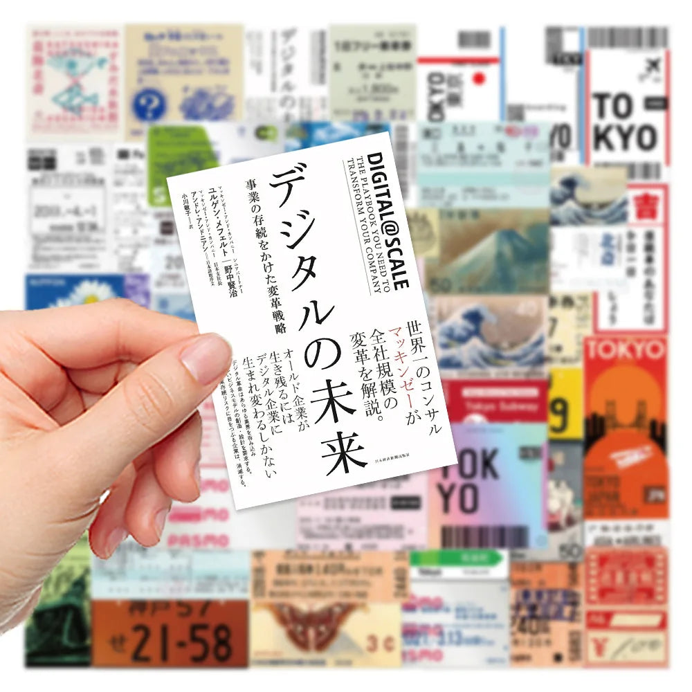 10/30/60PCS Japanese Tickets Tokyo Travel Stickers Decals For Suitcase Phone Notebook Fridge Motorcycle Funny DIY Sticker Gift (ONLINE ORDER ONLY)