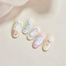 Flower Garland Lovely Bunny Rabbit Floral Wreath Bowknot Frame Spring Charm Heart 5D Adhesive Nail Art Stickers Manicure Decals (ONLINE ORDER ONLY)