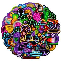 Neon Graffiti Stickers 10/25/50pcs for DIY Suitcase, Water Bottle, Phone, Laptop, Guitar, Car, Motorcycle, Skateboard (Online Order Only)