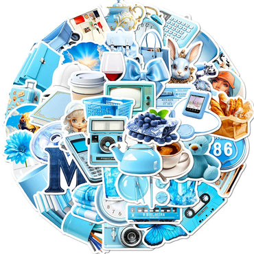 10/30/50PCS Cartoon Ins Style Blue Sticker Waterproof Graffiti Kids Toys DIY Skateboard Phone Suitcase Notebook Bike Wall Decals (ONLINE ORDER ONLY)