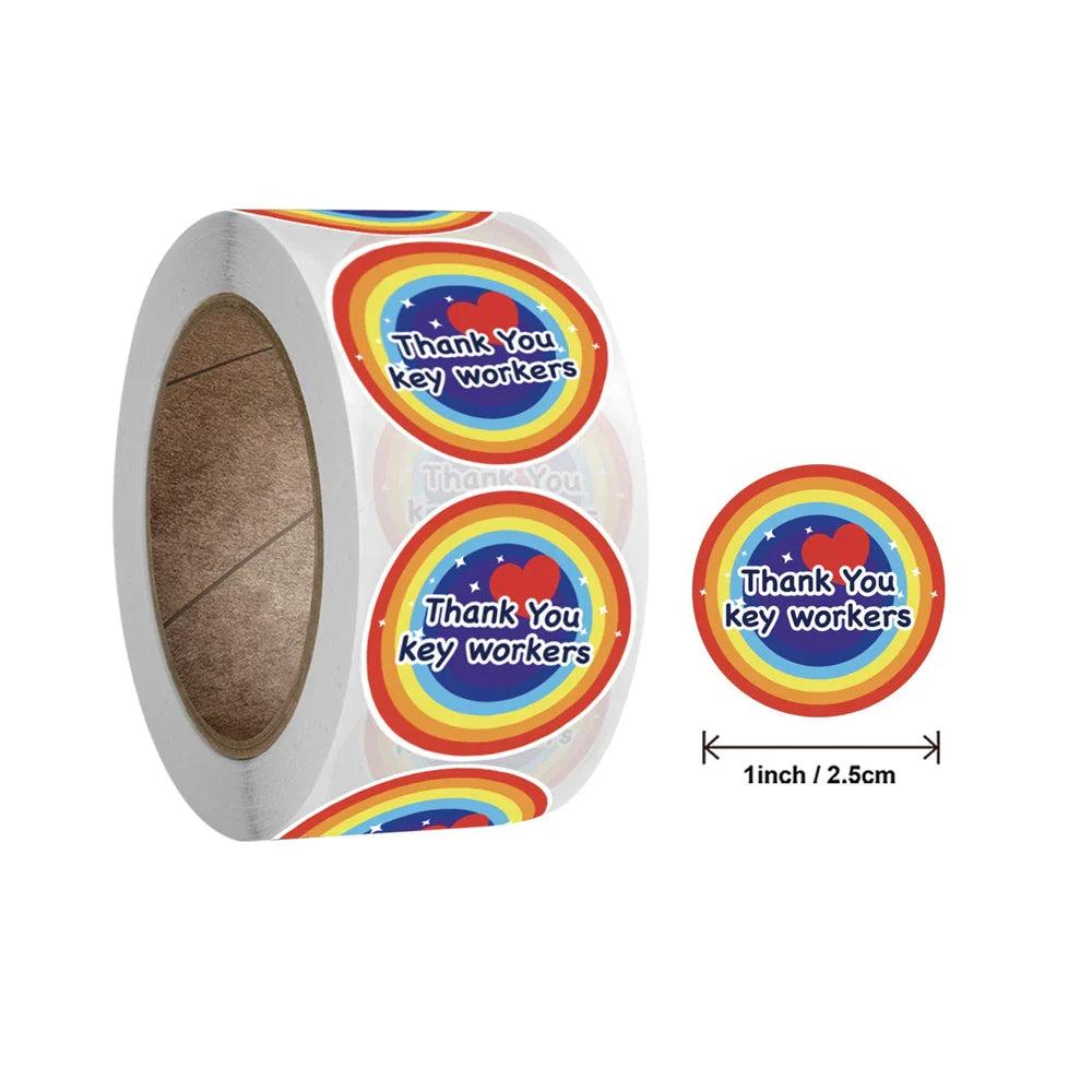 500pcs/roll Flowers Thank You Sticker Labels Round Reward Stickers Wedding Party Decor Envelope Seals Stickers Stationery (Online Order Only)