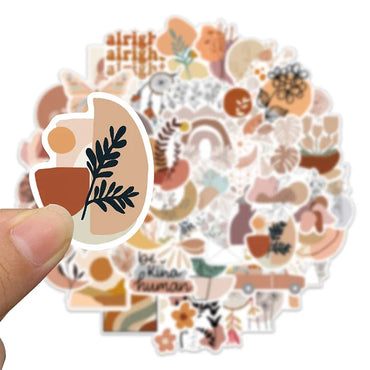 10/30/50PCS Kawaii Bohemian Flower Sticker Aesthetic PVC Decoration Scrapbooking Children's Stationery School Supplies for Kids (ONLINE ORDER ONLY)