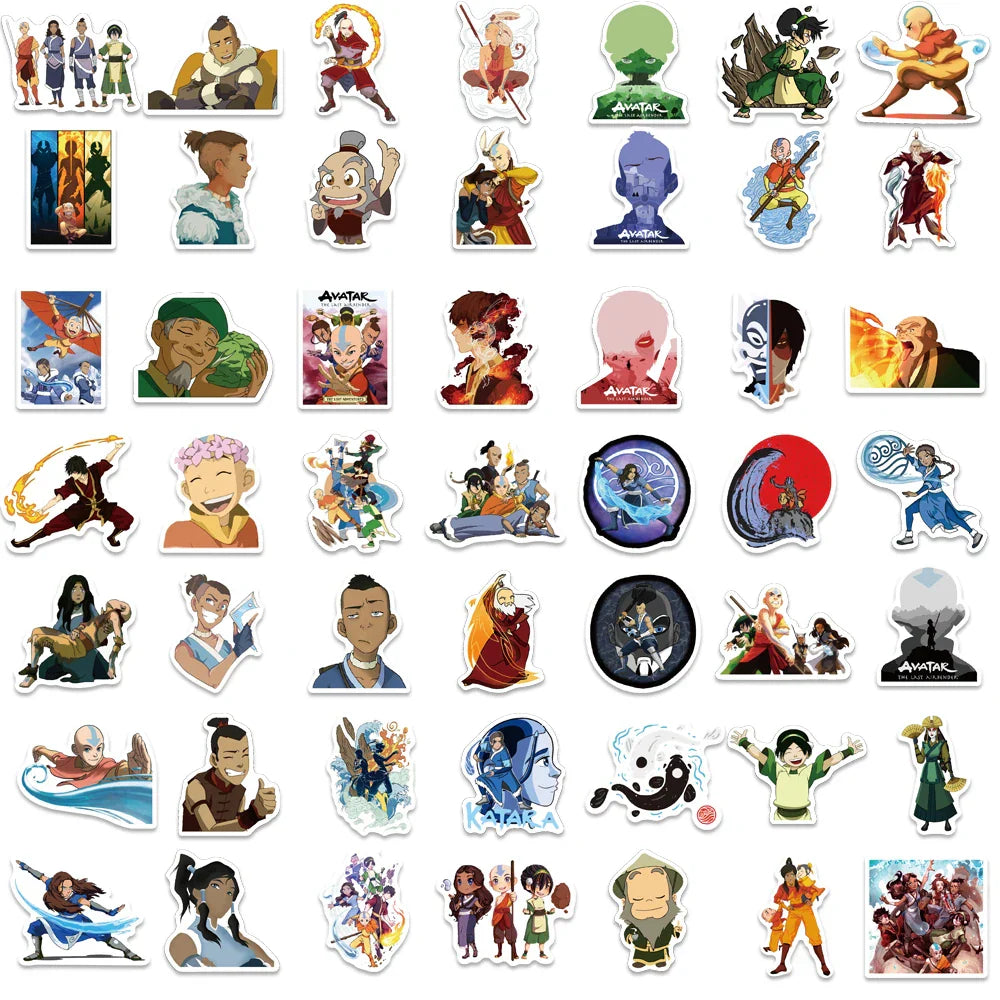 Avatar The Last Airbender Stickers - Waterproof Anime Cartoon for Luggage, Laptop, Skateboard, Kids Toy (50/100PCS) (ONLINE ORDER ONLY)