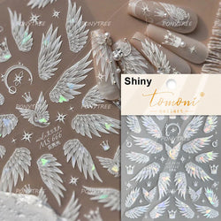 Transparent Purple Pink Gradient Wing Pinion Feather Housefly Wings Shiny Adhesive Nail Art Decoration Stickers Manicure Decals (ONLINE ORDER ONLY)