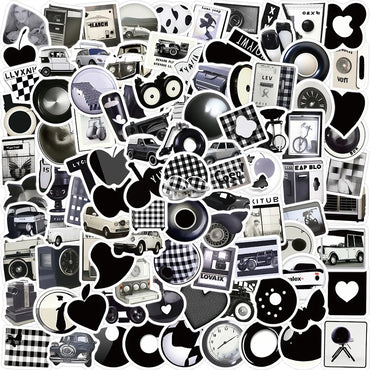 10/30/50/100PCS Ins Style Cute Stickers Black White Simple Decals Decoration DIY Phone Notebook Fridge Suitcase Laptop Kids Toys (ONLINE ORDER ONLY)