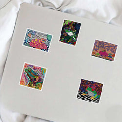 50PCS Cartoon Colorful Psychedelic Frog Stickers Aesthetics Laptop Guitar Luggage Phone Graffiti Sticker Decal Kid Toy (ONLINE ORDER ONLY)