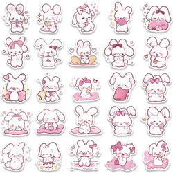 50pcs Cute Cartoon Pink Rabbits Stickers Pack For Skateboard Luggage Laptop Guitar Waterproof Graffiti Bicycle Phone Decals (ONLINE ORDER ONLY)