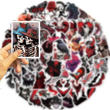 10/25/50pcs Red Gothic Horror Skeleton and Scary Devil Demons Sticker Packs (ONLINE ORDER ONLY)