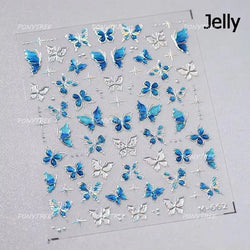 Green Blue Glass Butterfly Lily Flowers Star Line Water Droplet Charming Shiny Self Adhesive Nail Art Stickers Manicure Decals (ONLINE ORDER ONLY)