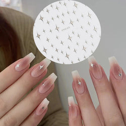 1PCS Sliver Stars Nails Stickers 3D Bronzing Laser White Cross Starlight Glossychic Y2K Stylish Adhesive Manicure Decorations *# (Online Order Only)
