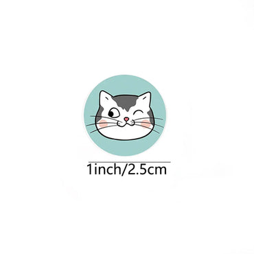 100-500pcs Cartoon Cat Stickers Round Adhesive Labels For Student Teacher Prize Business Gift Wraps Decorative Stickers (ONLINE ORDER ONLY)